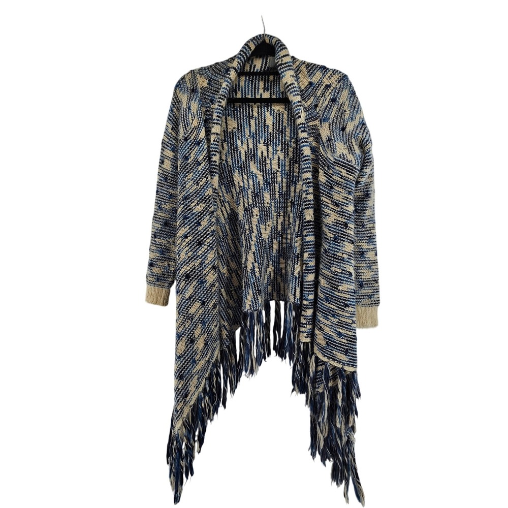 Boho Hippie Fringe Cardigan Sweater Size S Cozy Soft Girl Funky Lagenlook Indie
